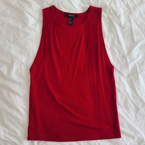 Forever 21 Red Ribbed Tank Top